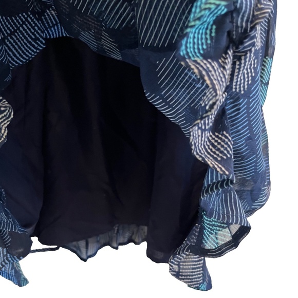 a new day Women's Navy Blue Broken Lines Floral Ruffled Lined Dress Size L - Picture 5 of 12